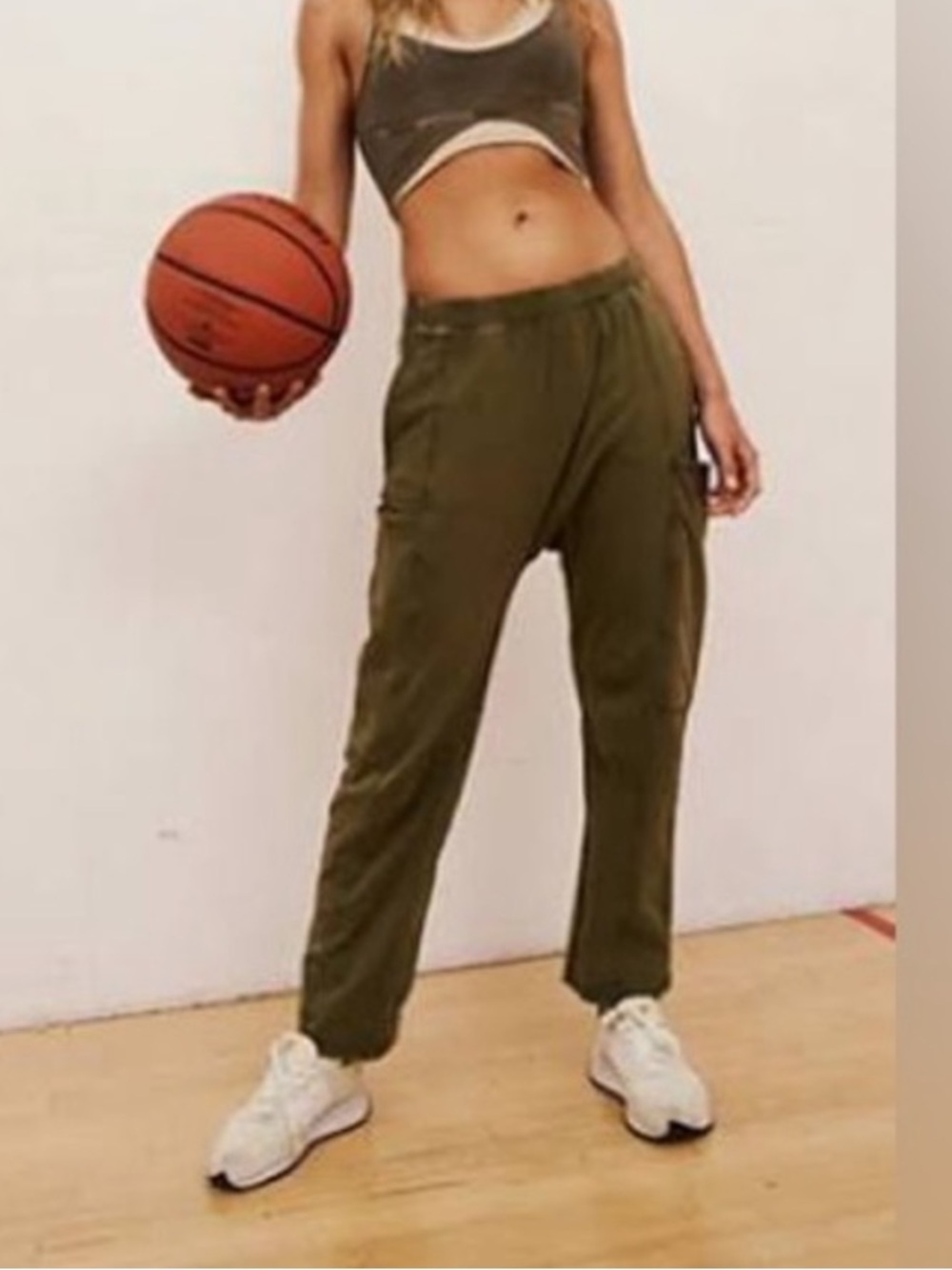 Free People Movement Hot Shot Baggy Pants Olive Army Green Size Small EUC